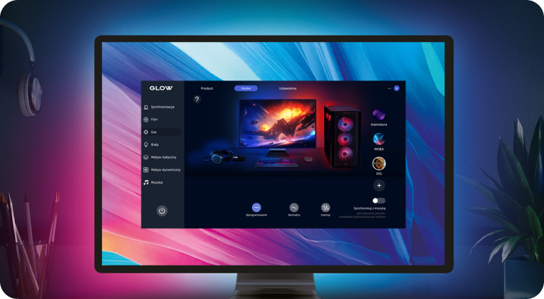 Podświetlenie monitora Spacetronik Glow Three 27 dla graczy i kinomanów