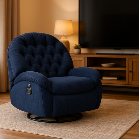 Zestaw wypoczynkowy fotel Spacetronik Flax 04M niebieski + stolik regulowany BUDDY