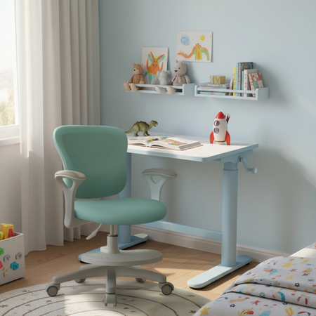 Zestaw dla dziecka regulowane biurko 112×60 z półką + ergonomiczne krzesło Spacetronik XD