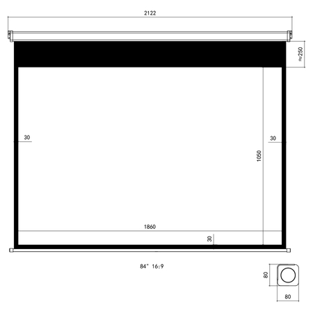 Elektryczny Ekran Projekcyjny PEV Ścienny 84"