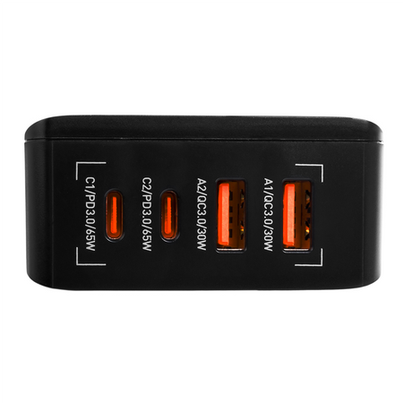 GaN 65W PD QC3.0 4-Port Ladegerät Anzeige
