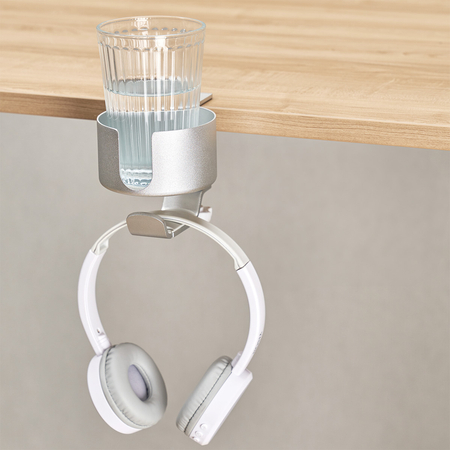 Uchwyt do biurka - słuchawki, kubek SPB-024 Czarny