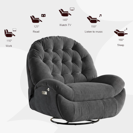 Fotel elektrycznie regulowany Spacetronik Flax 04 relaksacyjny bujany szary