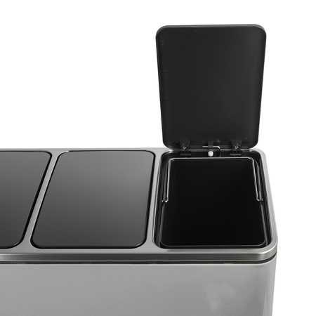 Kosz na śmieci metalowy 3x18L srebrny 54L