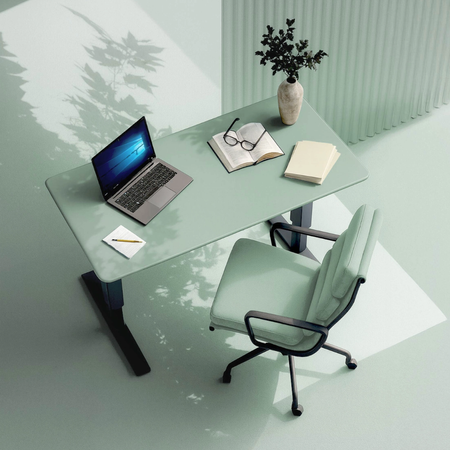 Elektryczne biurko regulowane dwusilnikowe z blatem MDF premium zielony