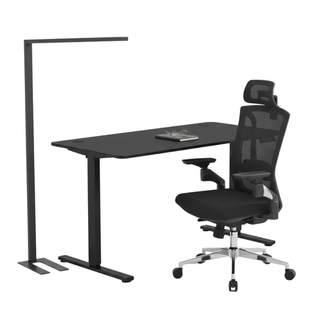 Zestaw ergonomiczny biurko Moris SPEO112BB fotel Gerd lampa GLOW D22 Pro