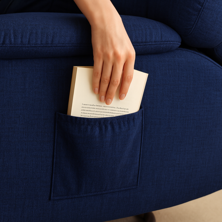 Zestaw wypoczynkowy fotel Spacetronik Flax 04M niebieski + stolik regulowany BUDDY