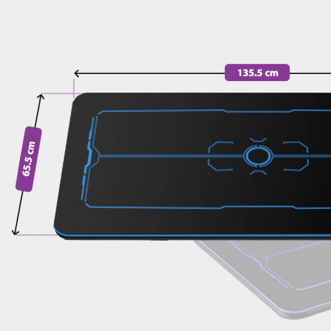 rysunek techniczny blatu gamingowego RGB
