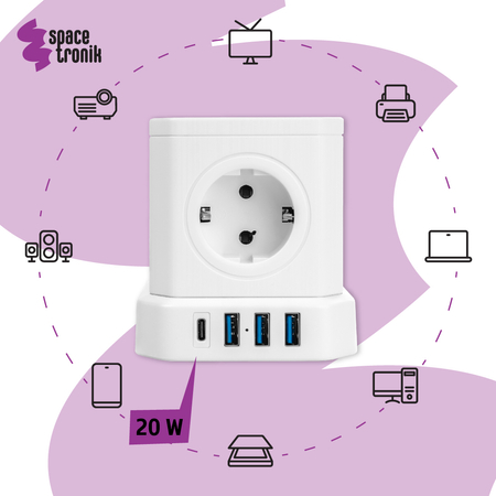 Steckdosenleiste 5xAC 3xUSB 1xUSB-C SPS-C02W