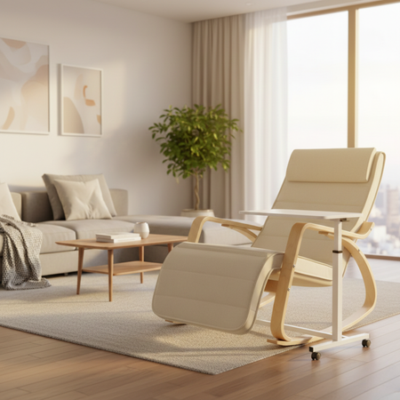 Zestaw relaksacyjny: fotel bujany Riva + stolik Buddy