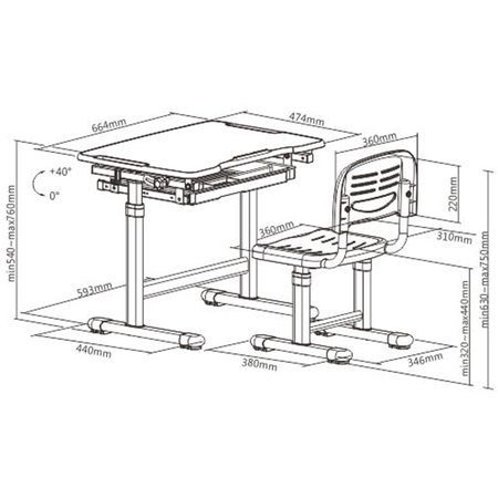 Biurko i Krzesło Dziecięce Spacetronik SPEX122WP