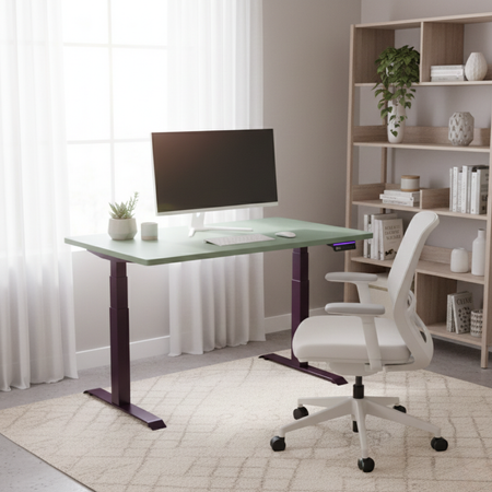 Biurko regulowane Vegard elektryczne dwusilnikowe MDF fioletowo-zielone