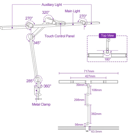 LED-Schattenlos-Zeichenpultlampe Glow D1