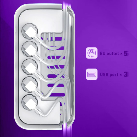 Organizer BOX stacja ładowania listwą 5xAC 3xUSB