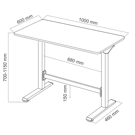 Biurko Regulowane Manualnie Moris Mini SPEO101 100x60cm