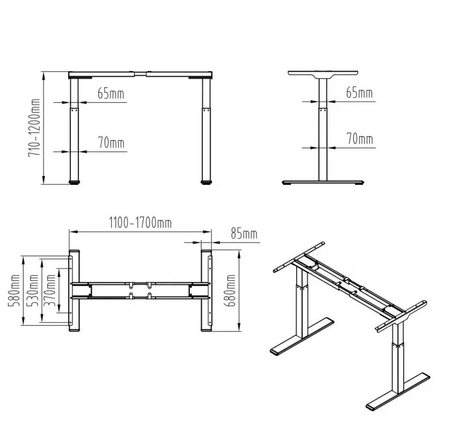 Elektrischer Schreibtischständer SPE-214AG USB