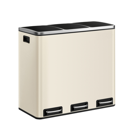 Kosz na śmieci metalowy trzykomorowy kremowy