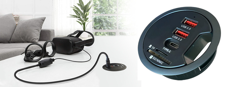 Spacetronik runde Tischsteckdose SPS-R0D5B