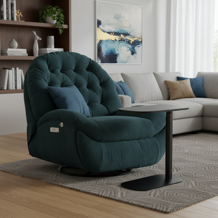 Zestaw wypoczynkowy fotel elektryczny Spacetronik Flax 04M + stolik regulowany