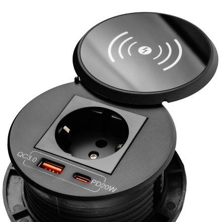 Spacetronik SPS-R1D3W V2 runde Tischsteckdose