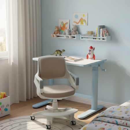 Zestaw: biurko regulowane SPEX108WG + ergonomiczne krzesło dla dziecka