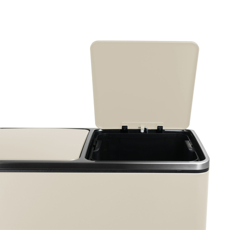 Kosz na śmieci metalowy podwójna komora kremowy