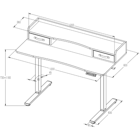 Kompaktowe Biurko Elektryczne z Szufladą i USB Spacetronik SPEF134BB z pamięcią czarne