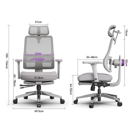 Fotel z podnóżkiem Spacetronik LUMBO 22 Szary
