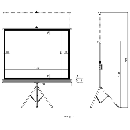 Ekran Projekcyjny ze Statywem 72" 4K Spacetronik