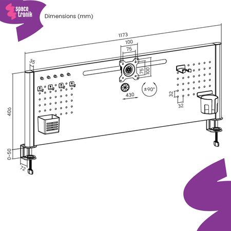 Tablica perforowana Holdee SPB-161W 120cm
