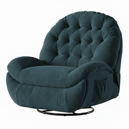 Rozkładany Fotel relaksacyjny obrotowy Spacetronik Flax 04M bujany Akwamarynowy Mrok