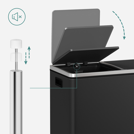 Kosz na śmieci metalowy podwójna komora czarny