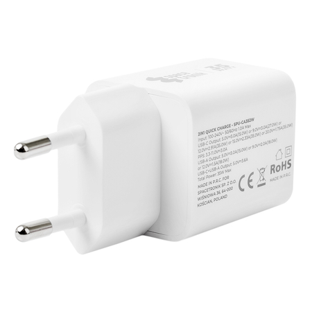 Ładowarka 2w1 USB-C USB PD Quick 35W 3.6A biała