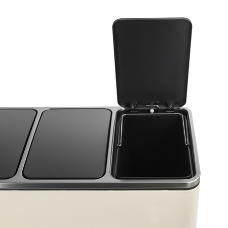 Kosz na śmieci metalowy trzykomorowy kremowy