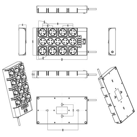 Listwa zasilająca 13xAC 4xUSB 2xUSB-C