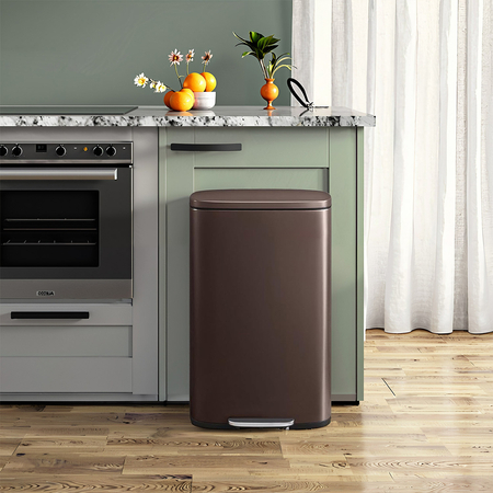 Kosz na śmieci metalowy pojedyncza komora brązowy