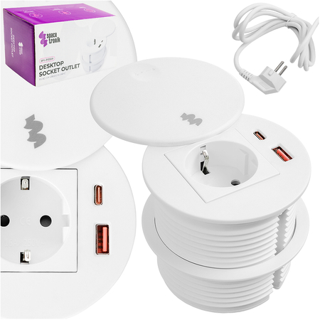 Spacetronik SPS-R1D3W V2 runde Tischsteckdose