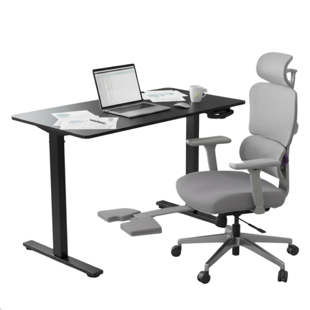 Zestaw ergonomiczny LUMBO 44 + biurko manualne SPE-O113 Moris 120×60 czarne