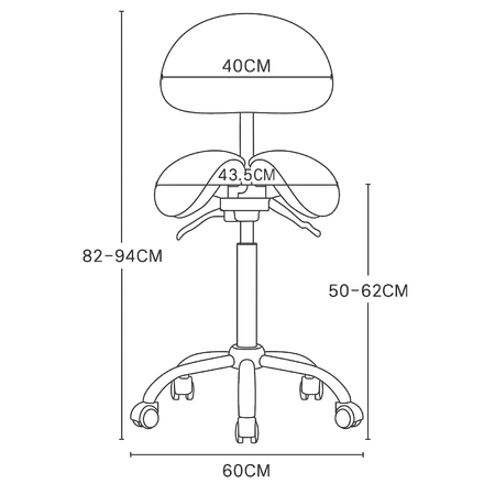 Ergonomiczny hoker regulowany SELLA czarny