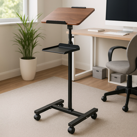 Wysoki czarny stolik pomocniczy Buddy na kółkach