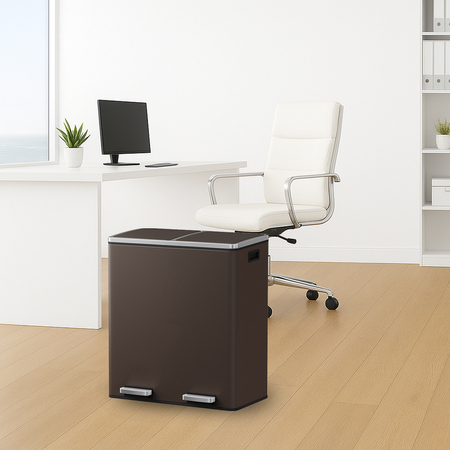 Kosz na śmieci metalowy podwójna komora brązowy