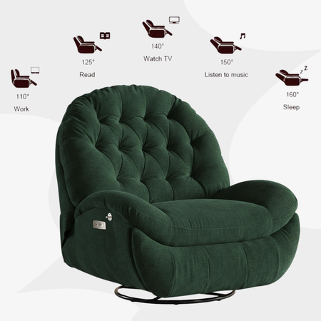 Fotel elektrycznie regulowany Spacetronik Flax 04 relaksacyjny bujany zielony