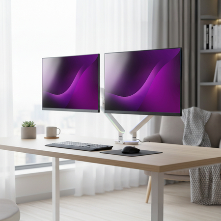 Podwójne Ramię do Monitora SPAF120LUW Białe