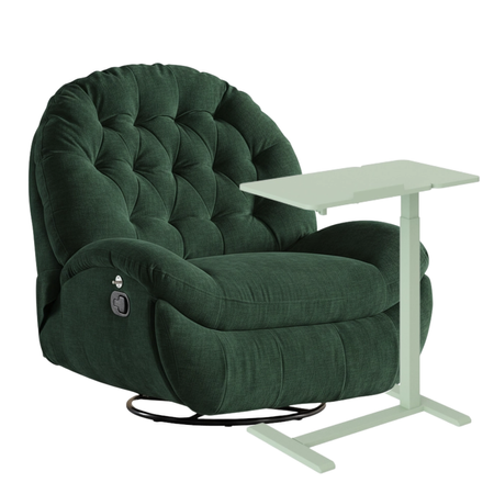 Zestaw wypoczynkowy fotel Spacetronik Flax 04M zielony + stolik regulowany BUDDY