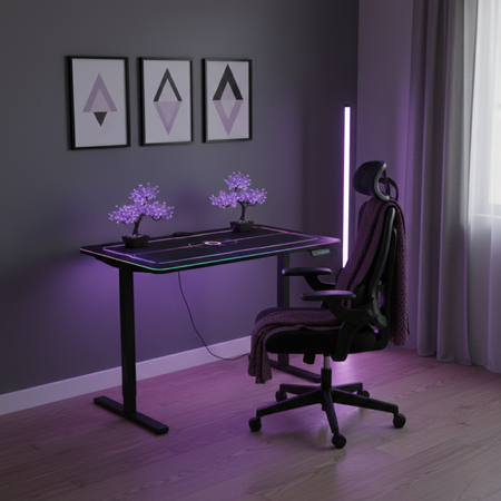 Zestaw gamingowy RGB: biurko elektryczne z regulacją + krzesło DORIS 11 120x60