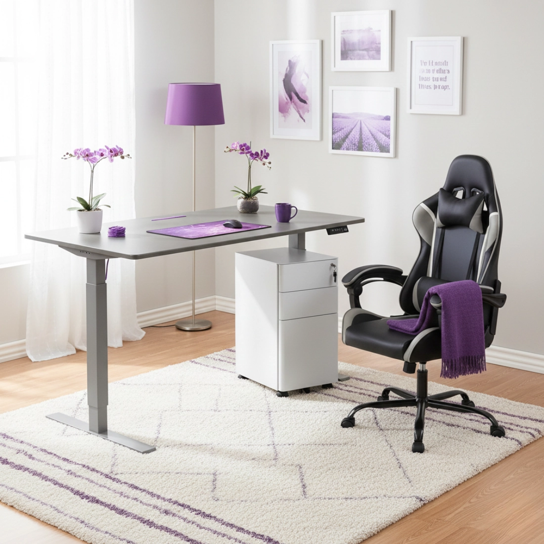 biurko: stelaż SPE426G + blat MDF Steel Grey