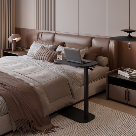 Stolik regulowany Buddy 17 Biały, Jasne drewno