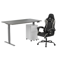 Zestaw do nowoczesnego biura: biurko elektryczne + fotel + szafka