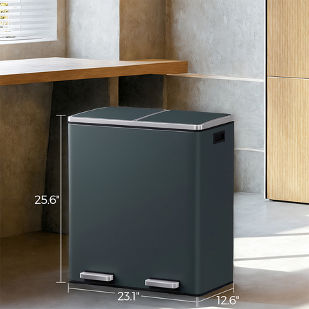 Kosz na śmieci metalowy podwójna komora szary