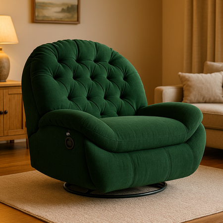 Rozkładany Fotel relaksacyjny obrotowy Spacetronik Flax 04M bujany zielony